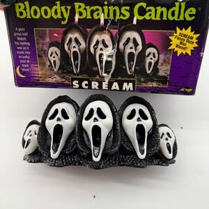 Vintage 1997 Fun World Scream Bloody Brains Candle Ghostface in Box Horror Decor